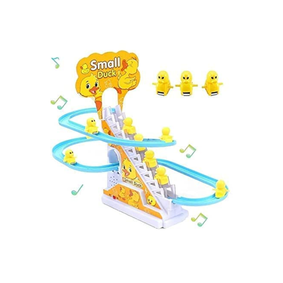 Kid Duck Slide Toy Set, Funny Automatic Stair-Climbing Ducklings Cartoon Race Track Set Little Lovely Duck Slide Toy Escalator Toy With Lights And Music (Duck Slide Toy Pcs 1),Multicolor