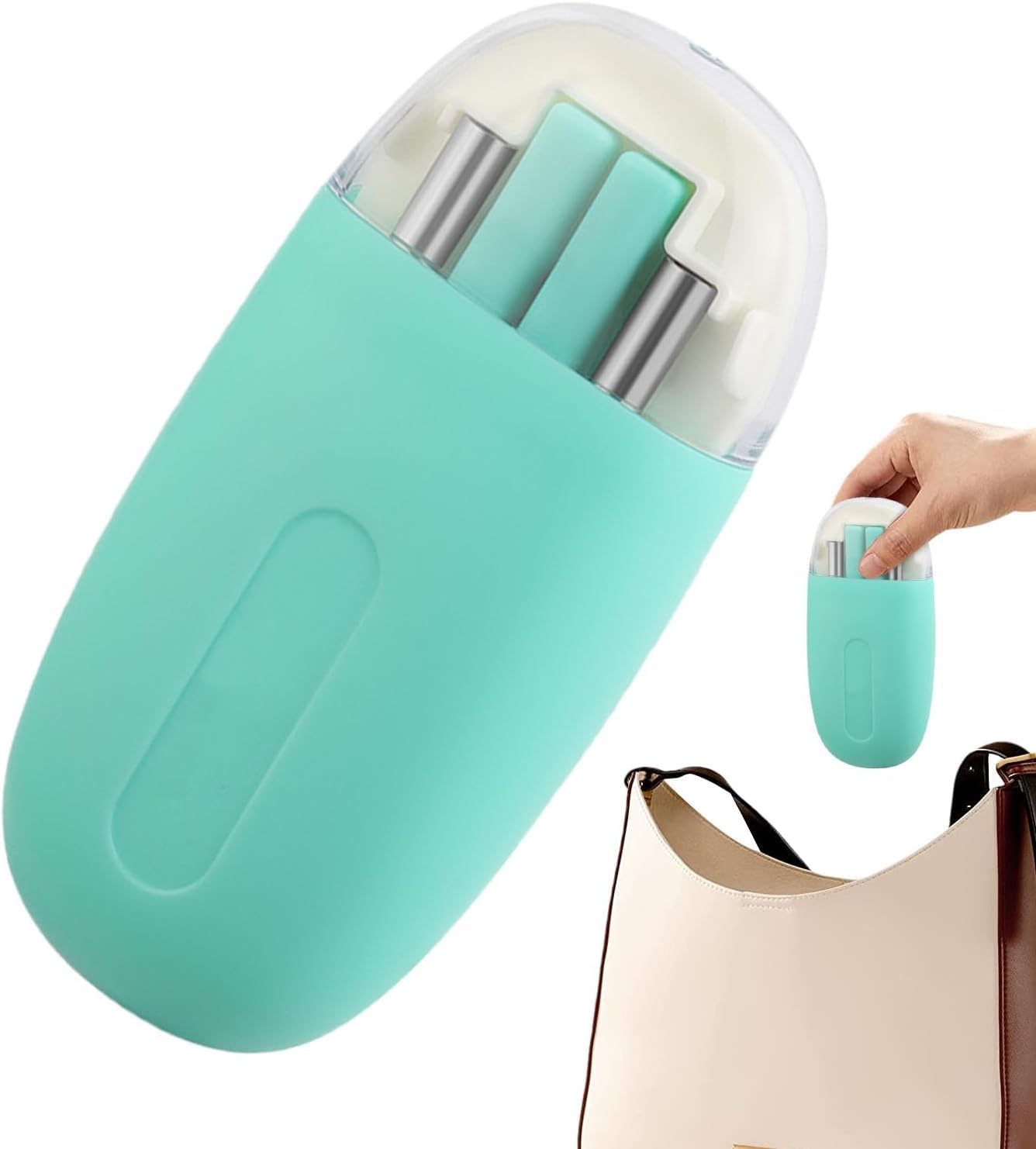 Travel Cutlery with Case Utensil Set, Pocket Sized Stainless Steel Fork, Spoon, and Chopsticks, Food Grade Plastic Handle, with Storage Case