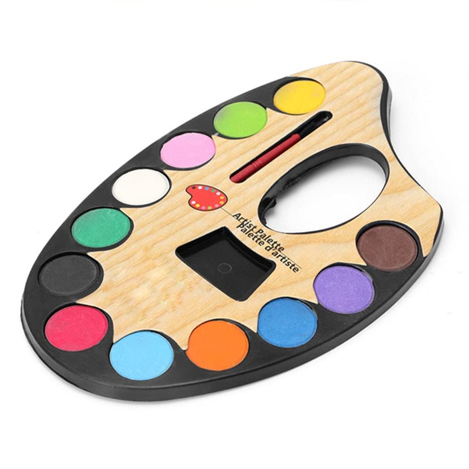 Artistic Palette with 12 Water Color & Artist Paint Brush (Multicolor)
