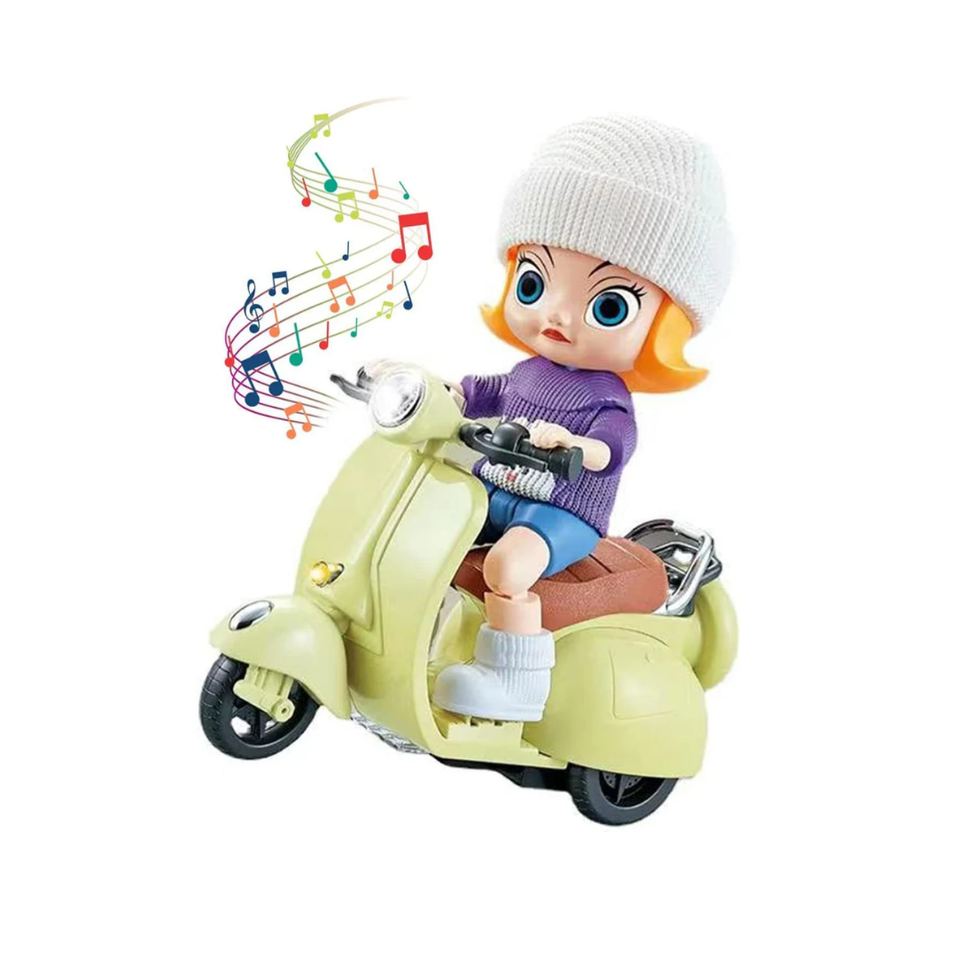 Stunt Scooter Bump & Go 360 Degree Rotating Spot Stunt Scooter Dancing Motorcycle Toy with Flashing Light & Sound Musical Bicycle Toys for Kids Tricycle Toy with Swing Action Stand Mode