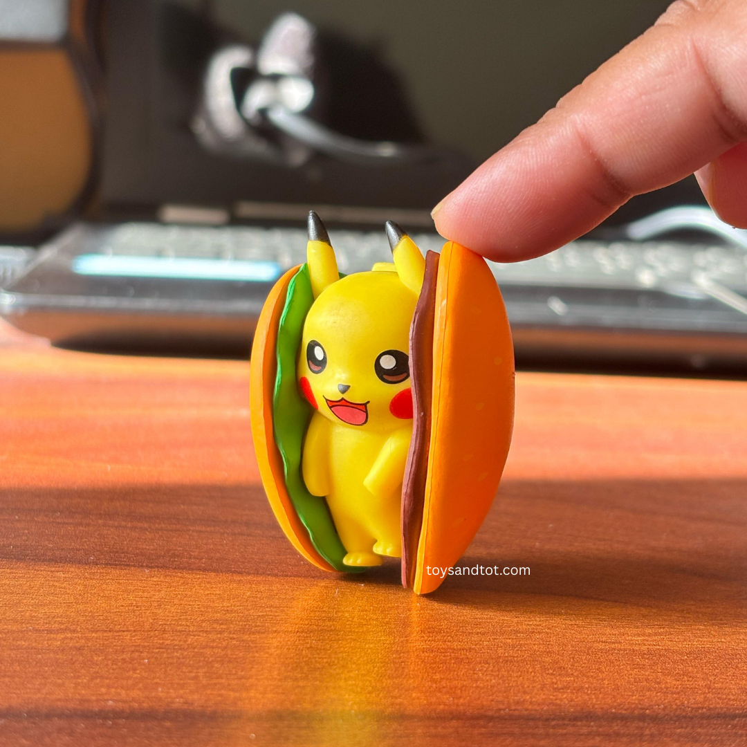 Pikachu Eating Miniature (In Burger)– The Cutest Pokémon Snack Time!