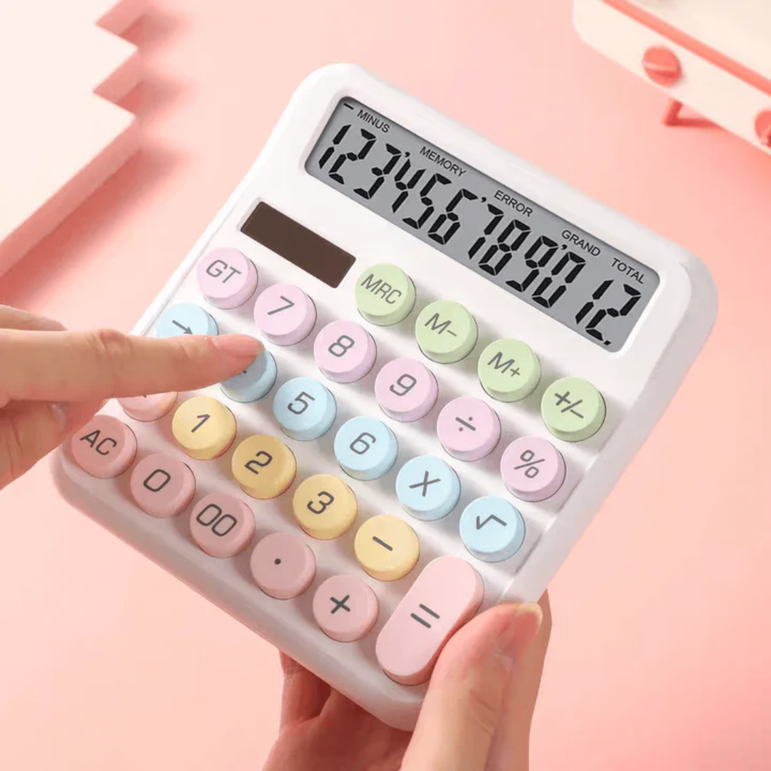 Pastel Calculator Solar / Battery Operated Big ( 1pc )