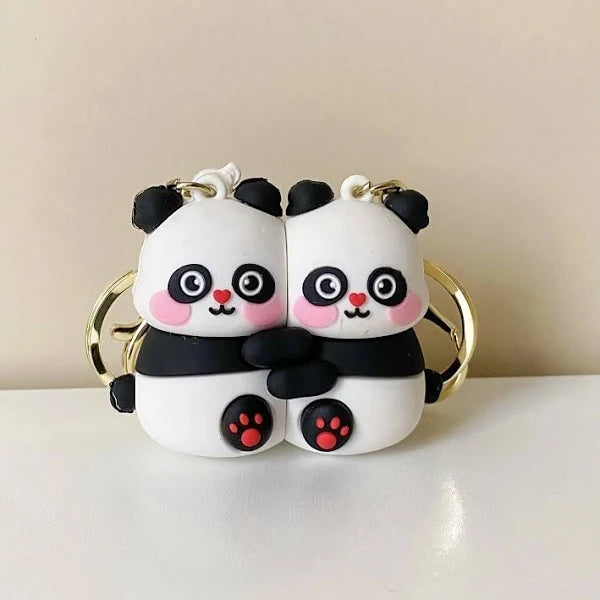 Hugging Panda Couple Keychain