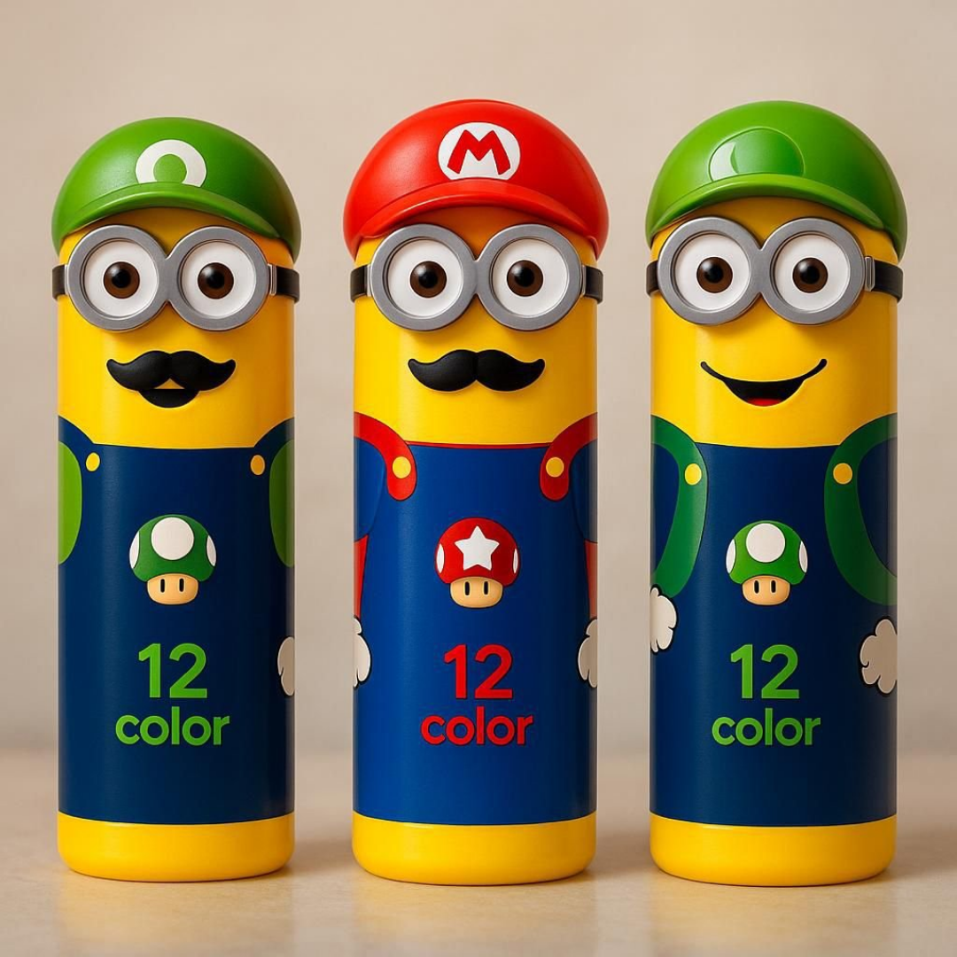 Cartoon Character Pencil Box with 12 Sketch Colors Kit
