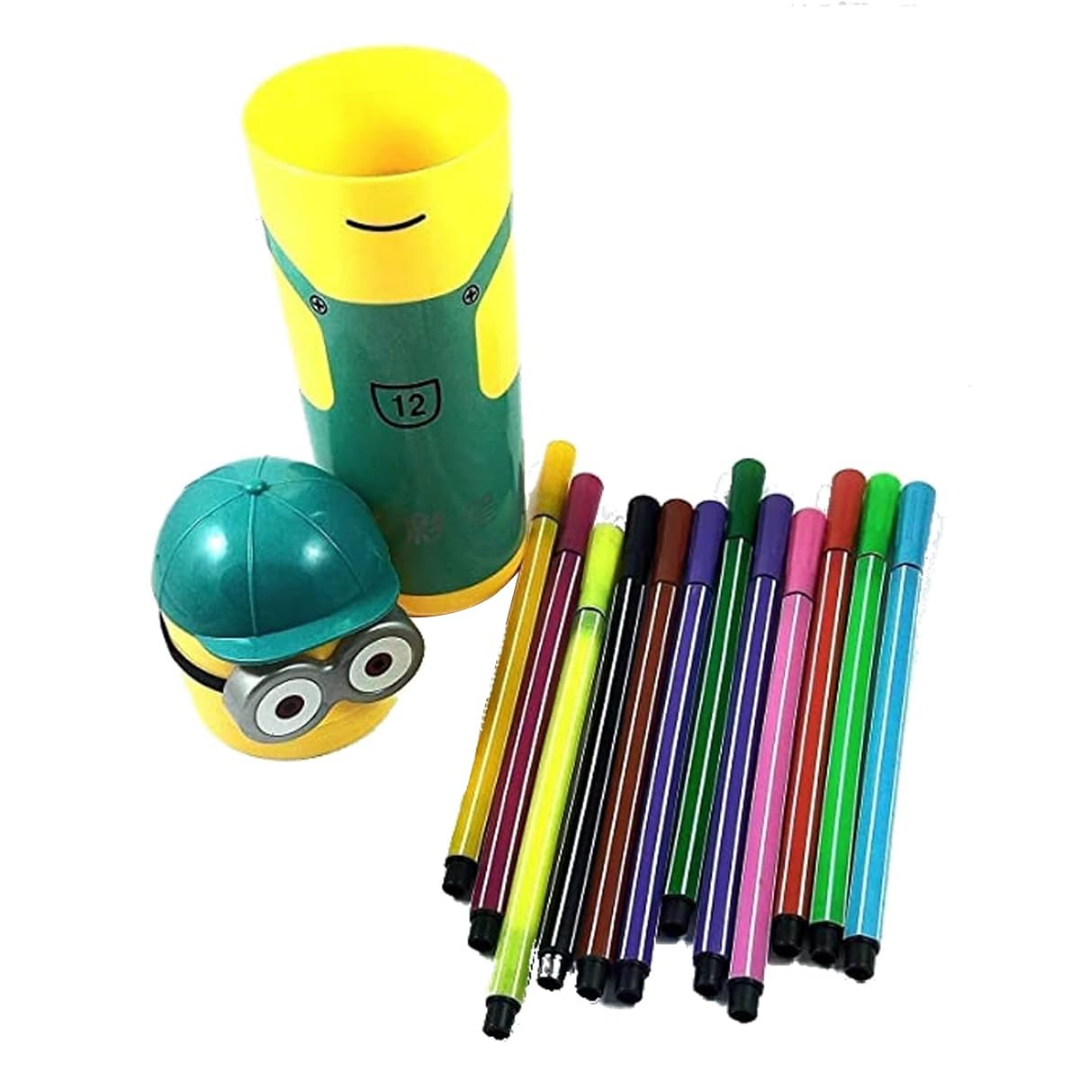 Cartoon Character Pencil Box with 12 Sketch Colors Kit