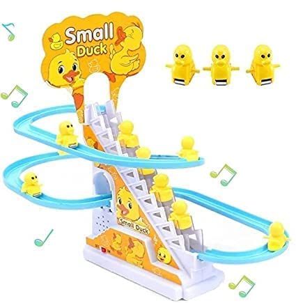 Kid Duck Slide Toy Set, Funny Automatic Stair-Climbing Ducklings Cartoon Race Track Set Little Lovely Duck Slide Toy Escalator Toy With Lights And Music (Duck Slide Toy Pcs 1),Multicolor